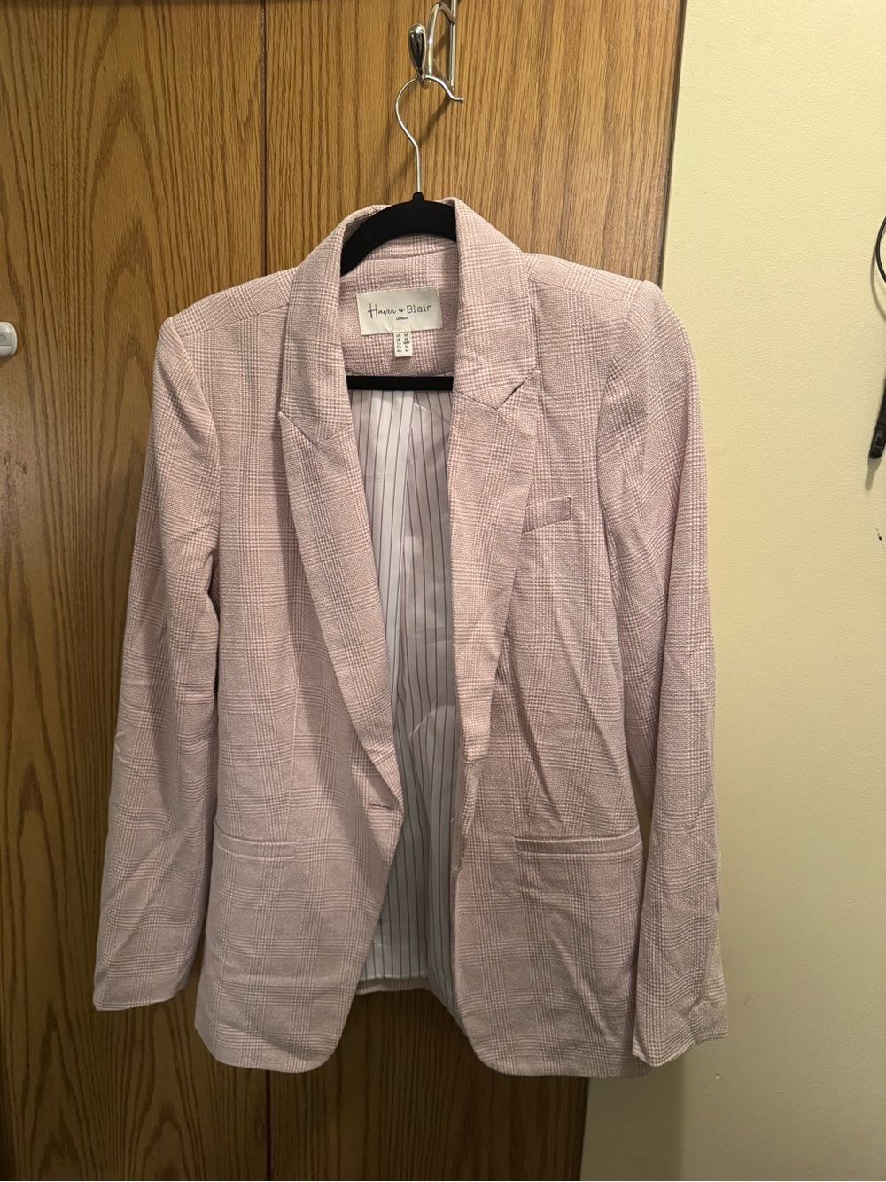 Harlow & Claire Blush Pink Textured Open-Front Blazer